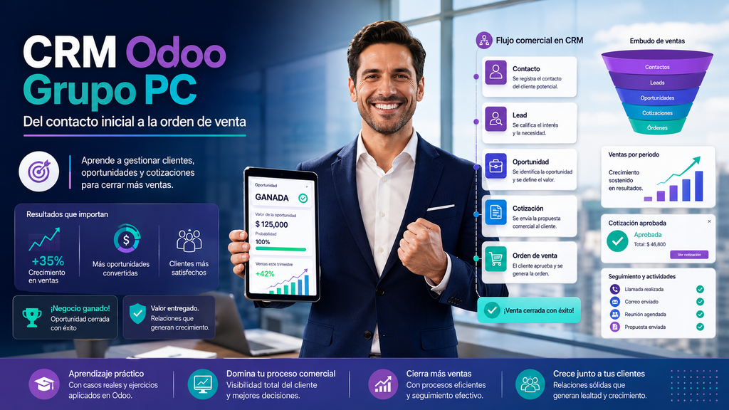 CRM Odoo Grupo PC: del contacto inicial a la orden de venta